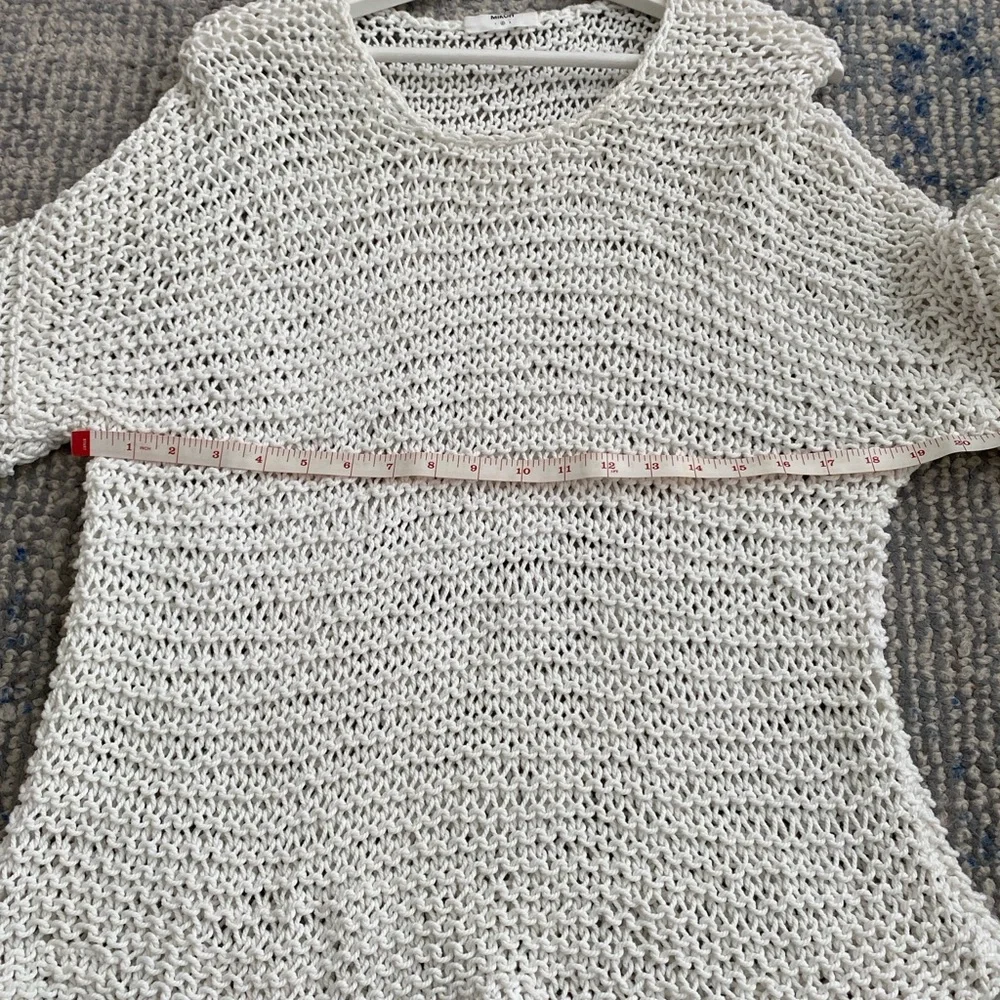 Mikoh White Open-Knit Lightweight Sweater